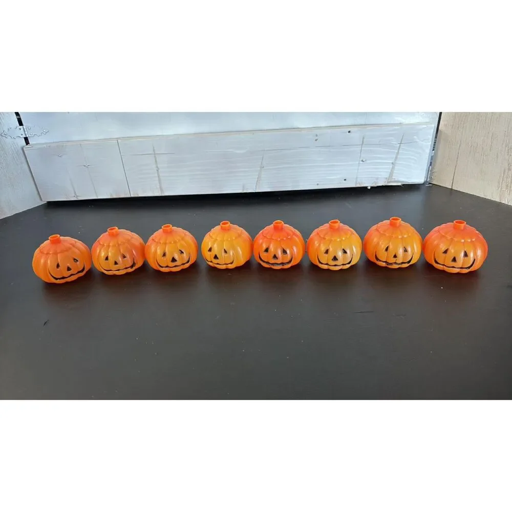 8 Vintage Pumpkin Halloween String Light Covers Replacement Hard Plastic